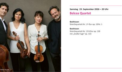 Belcea Quartet mit Instrumenten, führt zum Kalendereintrag