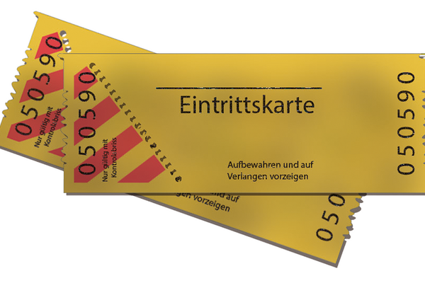 Zwei Eintrittskarten übereinander liegend. Link führt zum Reservix Onlineshop des Parktheaters
