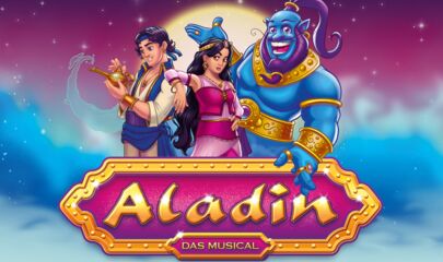 Plakat Aladin mit Aladin, Prinzessin und Jin, führt zum Kalendereintrag