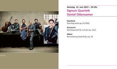 Signum Quartett | Daniel Ottensamer mit Instrumenten, führt zum Kalendereintrag