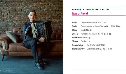 Radu Ratoi mit Instrument, führt zum Kalendereintrag