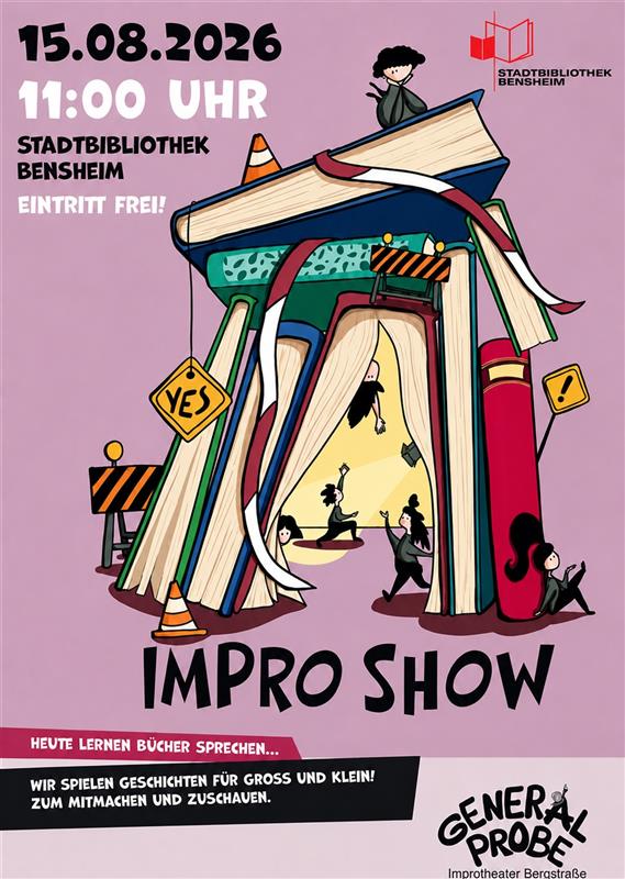 Bücher im Comic Stil aufgebaut als Theaterbühne mit Akteuren